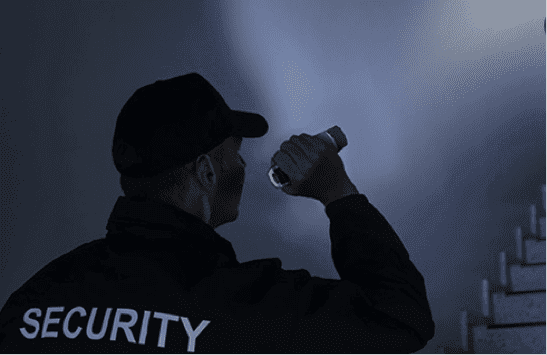 mobile patrol security guard with torch
