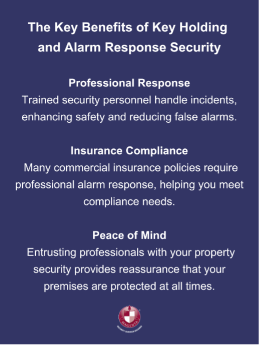 Graphic with key benefits of keyholding and alarm response security